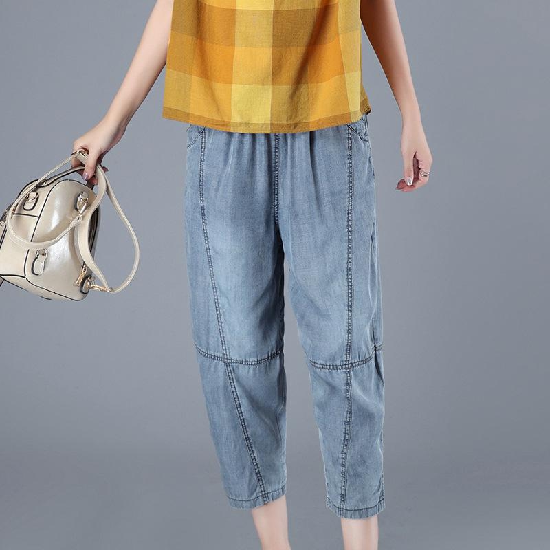 2024 Korean Style Summer Casual Loose Straight-Leg Jeans: Slimming Plus-Size, Versatile Seven-Point Pants