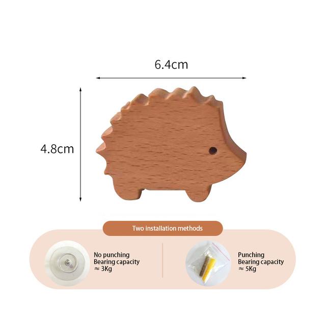 1pcs New Wooden Hook Creative Nordic Cute Animal Hook Wall Hanging Coat Hook Home Decoration Solid Wood Hook Kitchen Accessories