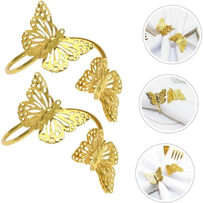 96Pcs Butterfly Shape Napkin Ring Cloth Napkin Holder Buckle Serviette Ring Table Setting Decoration for Wedding Christmas Party