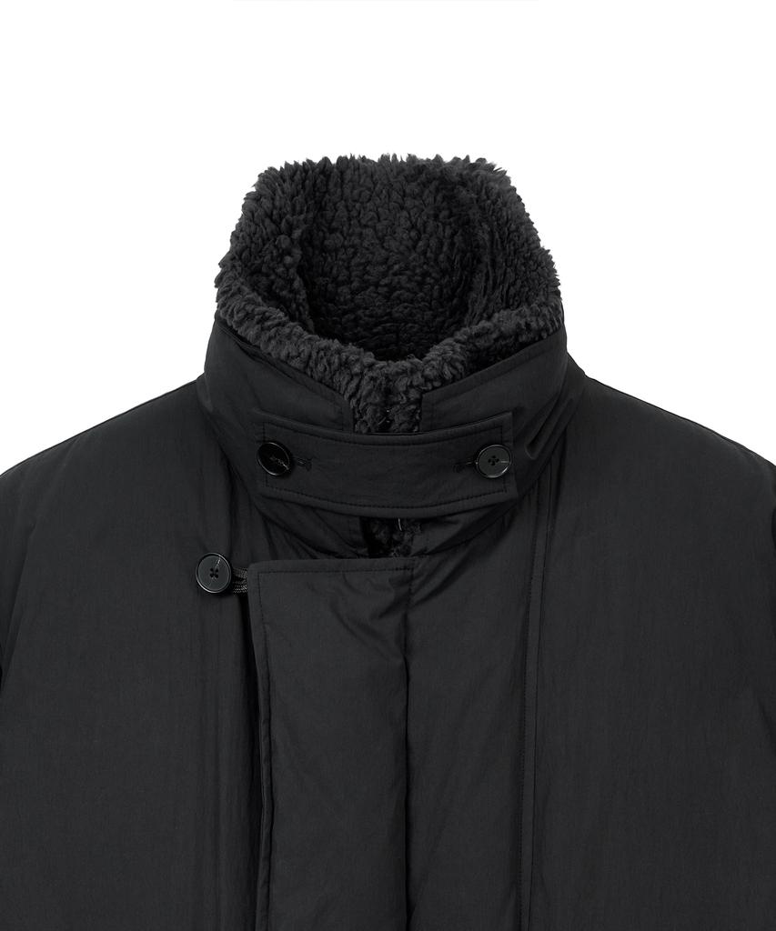Noirer Shearling Detachable Goose Half Padded Jacket (Black)