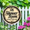 Waterproof Aluminum Shower Sign Circular Wall Art Home Decor Gift