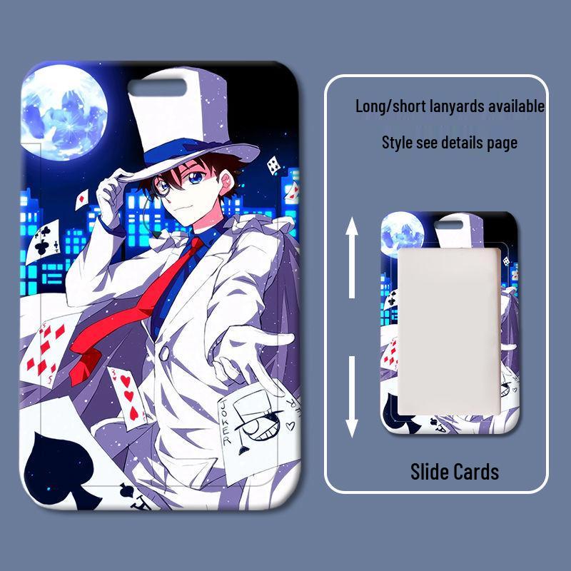 Kaito Kid Cartoon Card Sleeves: Sliding Holder for Student ID, Meal Card, Badge, Access Control
