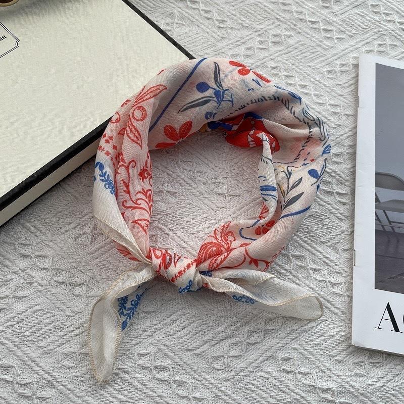 58*58cm Baumwoll-Quadrat-Schal Bandana, Kopfbedeckungen für Frauen, Kopftuch Taschentuch, Quadratischer Schal Stirnband, Vielseitige Schals für Frauen