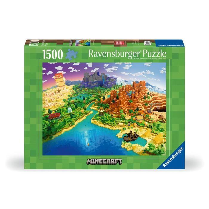 Puzzle - ravensburger - le monde de minecraft - 1500 pièces - 80x60 cm - anti-reflets