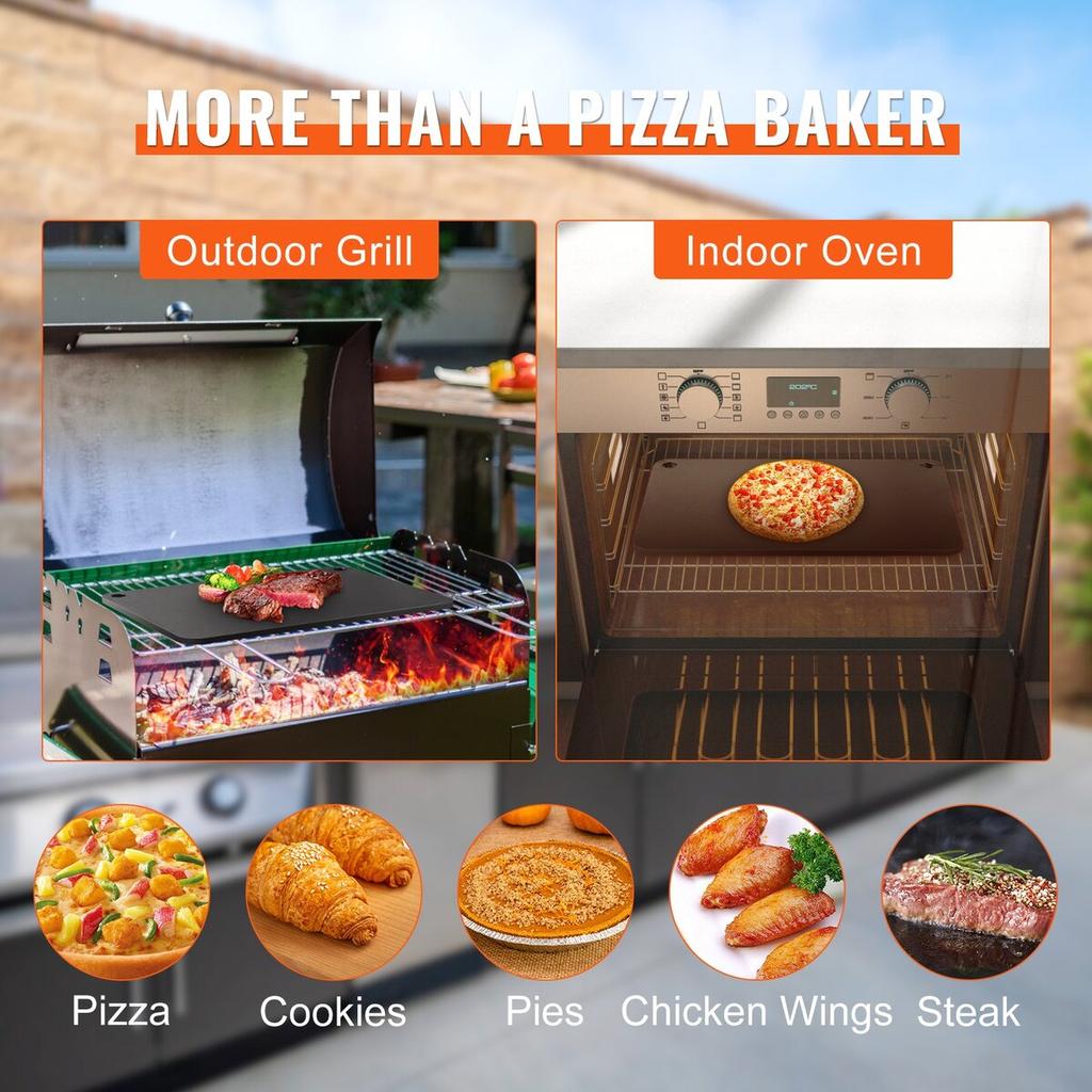 Pizza Steel, 20" X 14" X 3/8" Pizza Steel Plate for Oven, Pre-Seasoned Carbon Steel Pizza Baking Stone with 20X Higher Conductivity, Heavy Duty