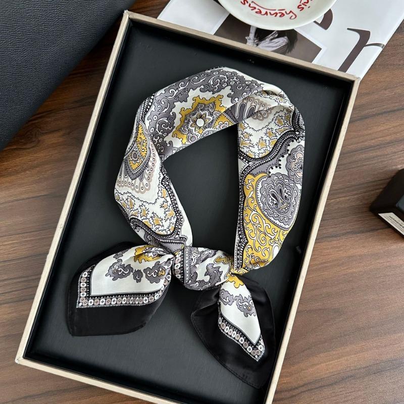 Polka Dot Silk Scarf Square Scarf High-end New Versatile Decorative Scarf Scarf Scarf Neck Cashew Flower Scarf Shawl Can Be Used As a Tube Top