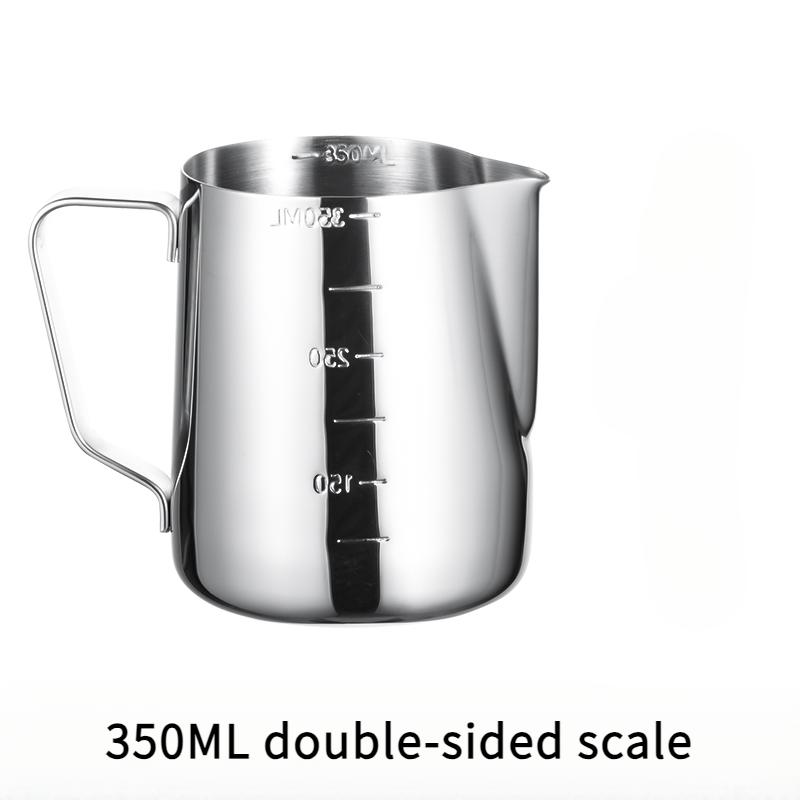 Cafetera artesanal de acero inoxidable con escala interior y exterior, jarra para café con leche tipo olécranon.