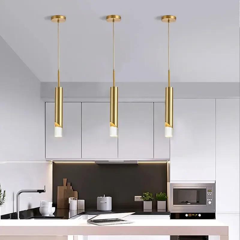 LED Pendant Light Gold Black Dimmable Chandelier Dining LED Ceiling Hanging Lamps Home Room Decor Indoor Lighting 7W10W 90V~220V