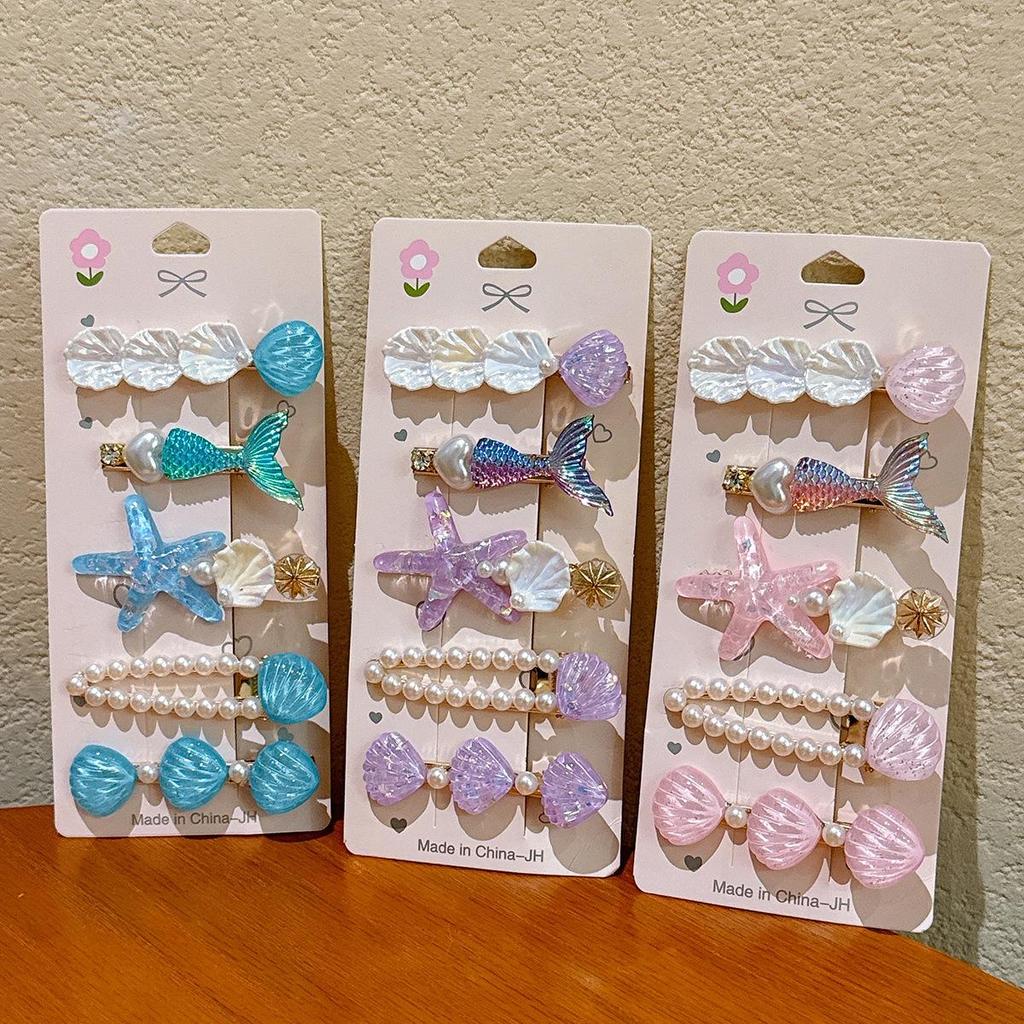 5 Pcs/Set Mermaid Starfish Shell Hairpins Girls Cute Hair Clips Hairgrips for Women Barrettes Hair Styling Tool Hair Accessories