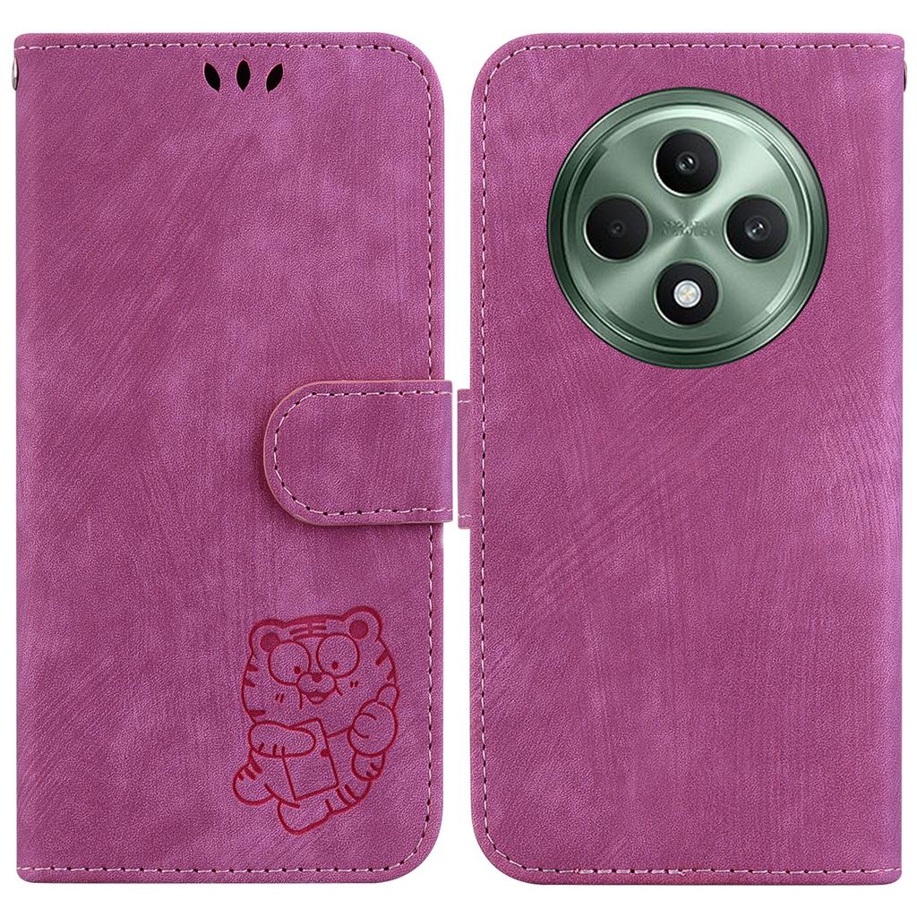 For Oppo Reno12 F 5G Protective Case Tiger Imprint Leather Wallet Phone Cover