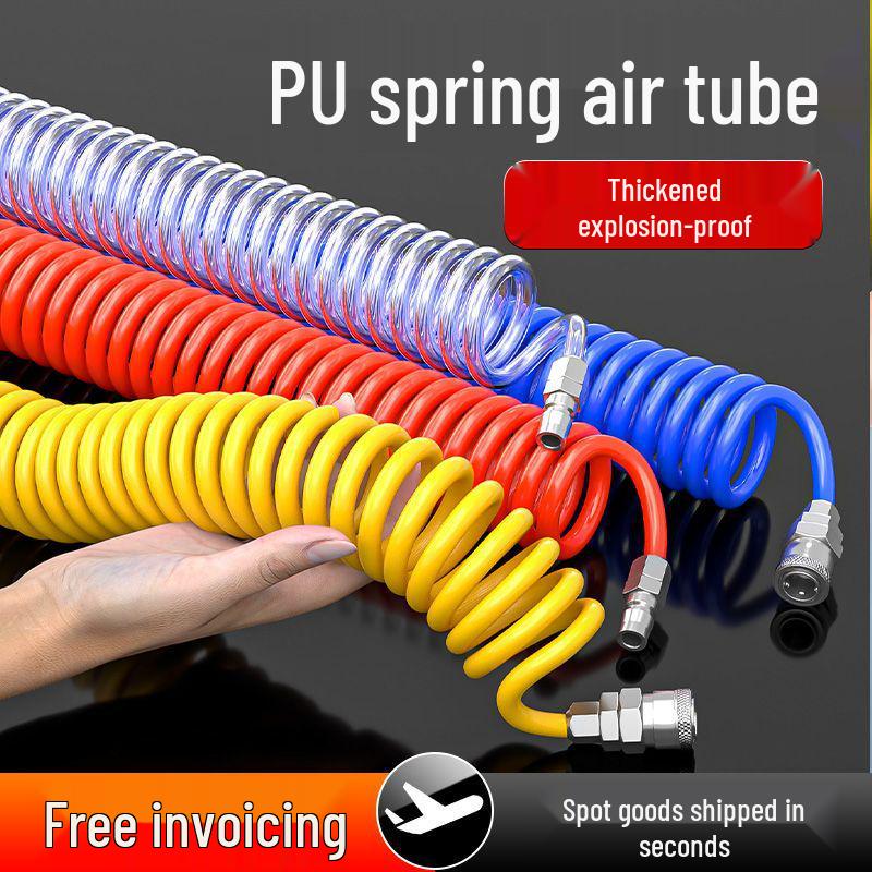 Retractable 8mm PU Spiral Air Hose with Quick Pneumatic Connector