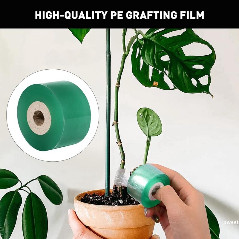 PE Grafting Film Self-adhesive Garden Tree Plants Seedlings Grafting Tape Stretchable Multi-purpose Film 2/3cm Width 100m Long