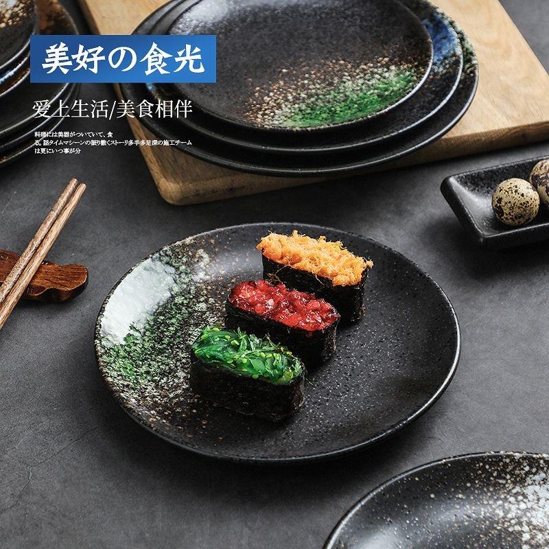 Ceramic Dinner Plates Creative Japanese Style Glaze Round Steak Salad Fruit Dessert Food Plate Kitchen Tableware Gift