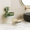 Bathroom Suction Cup Soap Holder Butterfly Design Double Layer Soap Box Drainage Water No Drilling Soap Storage Shelf