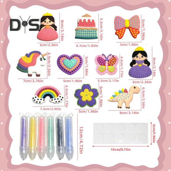 DIY Faux Diamond Painting Kit Cartoon Princess Beads Painting Set Pen Beads Stickers Patterns Painting Kit Gift for Beginners Kids