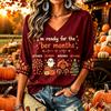 Women's Casual Thanksgiving Print V-Neck Pullover Top for Fall Holiday Everyday Wear