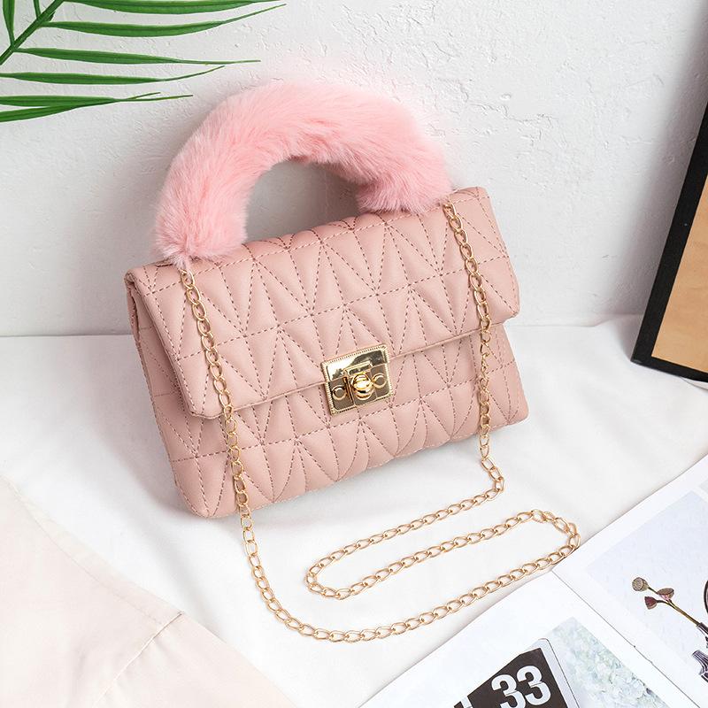Plush Portable Small Square Bag, Fresh, Sweet and Fashionable Small Handbag.