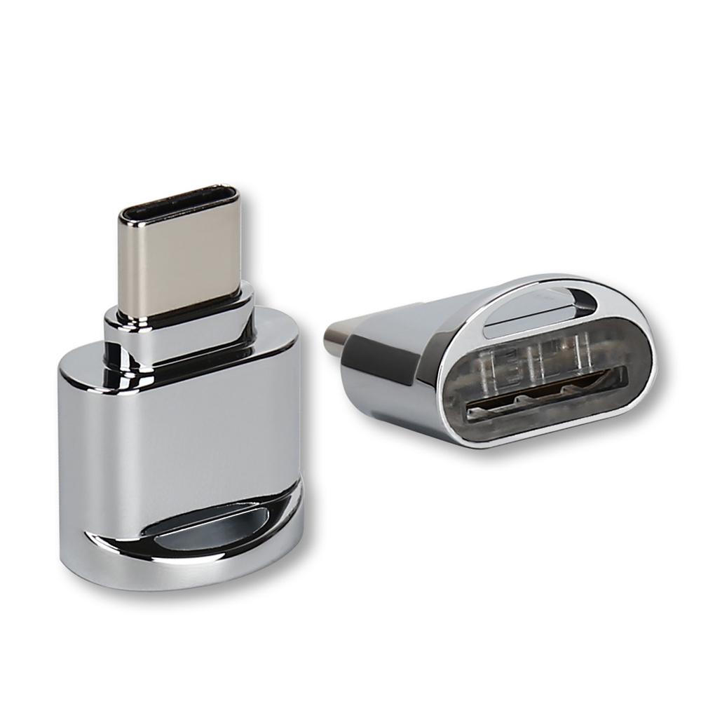 USB Typ C Kortläsare Aluminiumlegering TF Flashminneskortläsare OTG Adapter för MacBook Windows