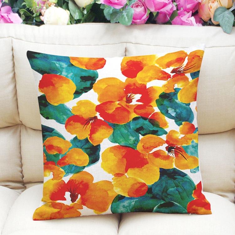 

Watercolor Flower Cushion Geometric Pillow Decorative Pillowcase Home Decoration for Sofa Car Seat Colourful Cushions 18x18Inch