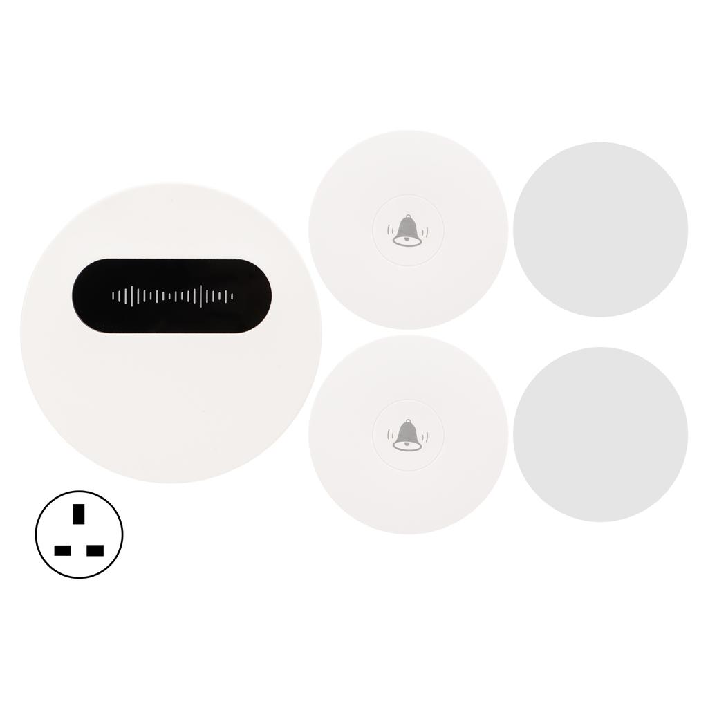 Drahtlose Türklingel Selbstgenerierend 1 Empfänger 2 Drucktaster Batteriefreies Türklingel-Set für Zuhause US