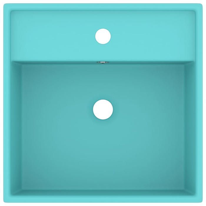VidaXL Lavabo Carré de Luxe à Trop-plein Vasque à Poser de Toilette Lave-mains de Salle de Bain Salle Cosmétique Vert Clair 146947