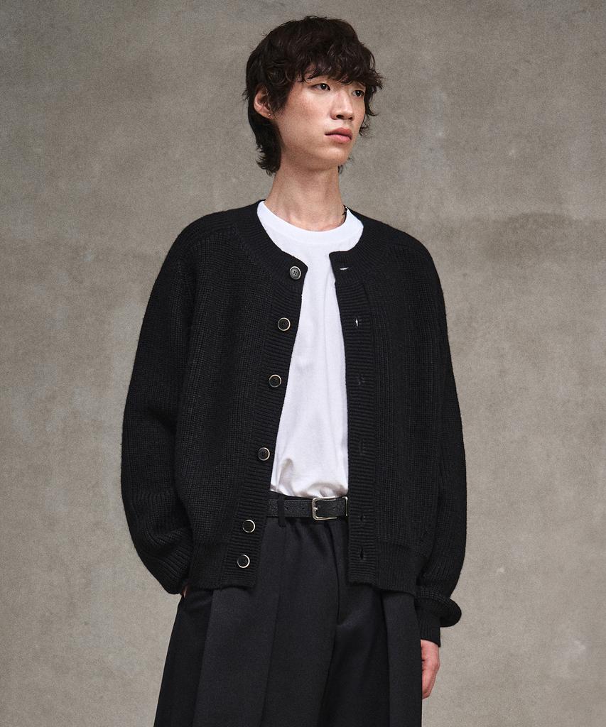 Lmood New Prep Wool Crew Neck Cardigan ( 2 Colors )