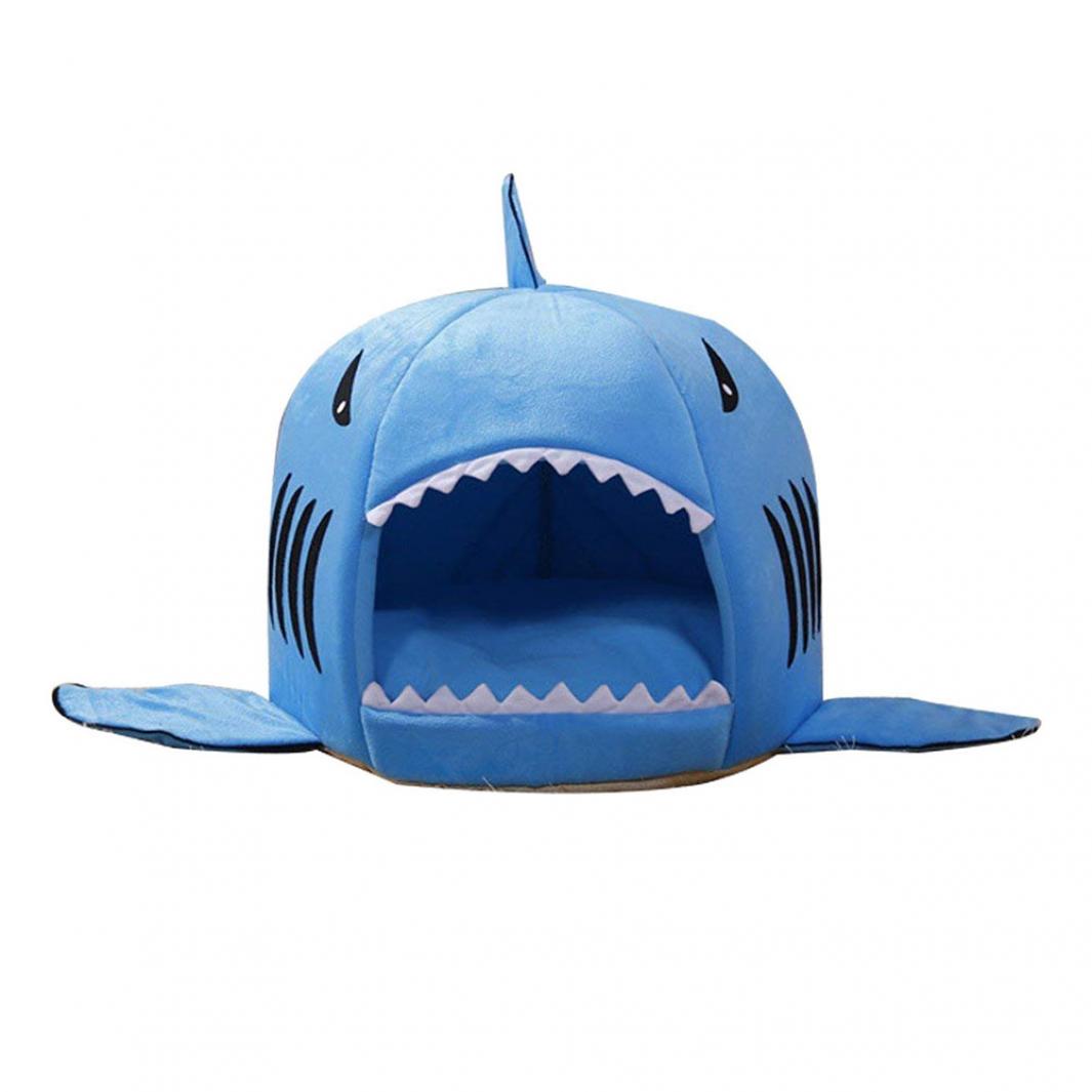 

Теплая кровать для домашних животных в форме акулы, теплая подушка, мягкое гнездо M синий