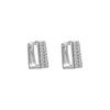 925 Sterling Silver Crystal Double Rows Square Charm Stud Earrings for Women Girl Elegant Party Jewelry Prevent Allergy Eh313