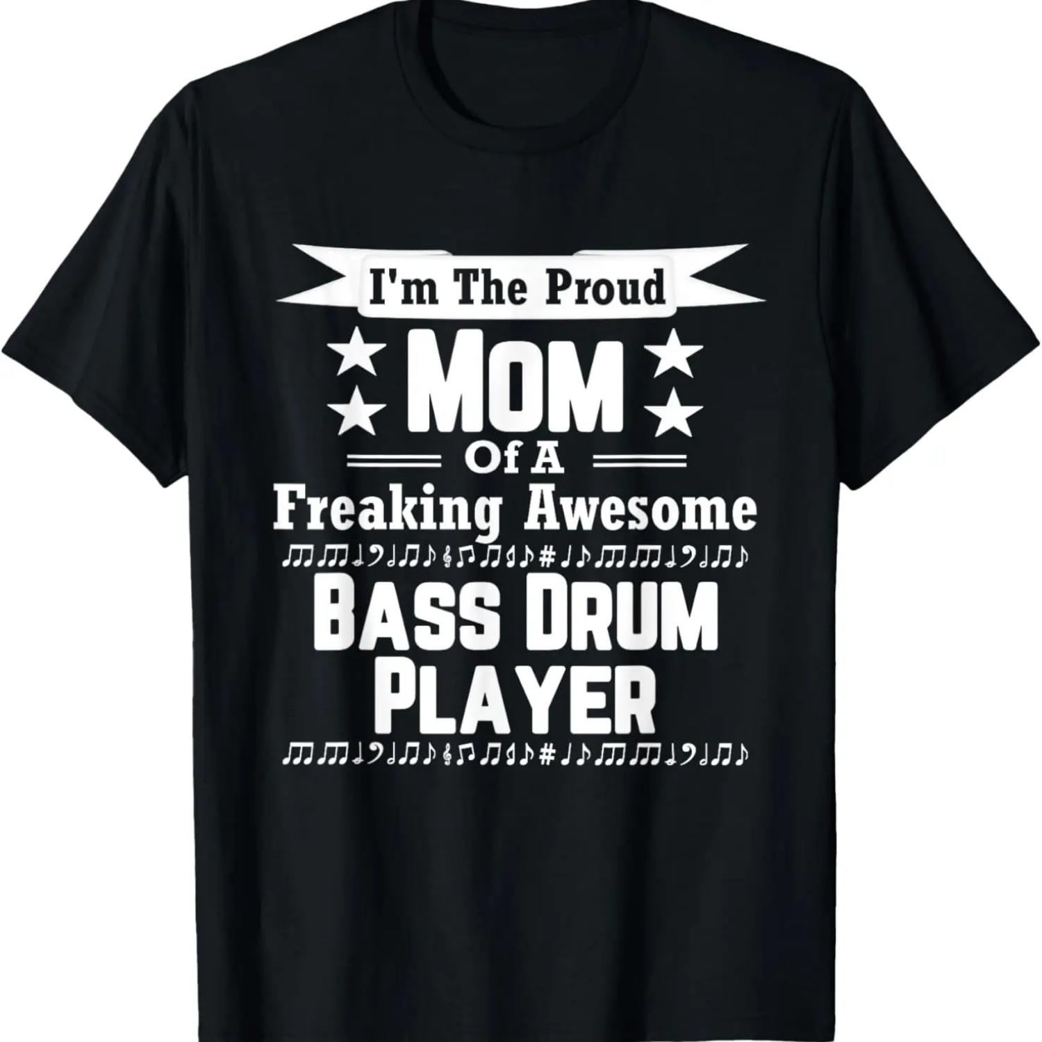Proud Mom Awesome Bass Drum Player Marching Band Shirt S чёрный