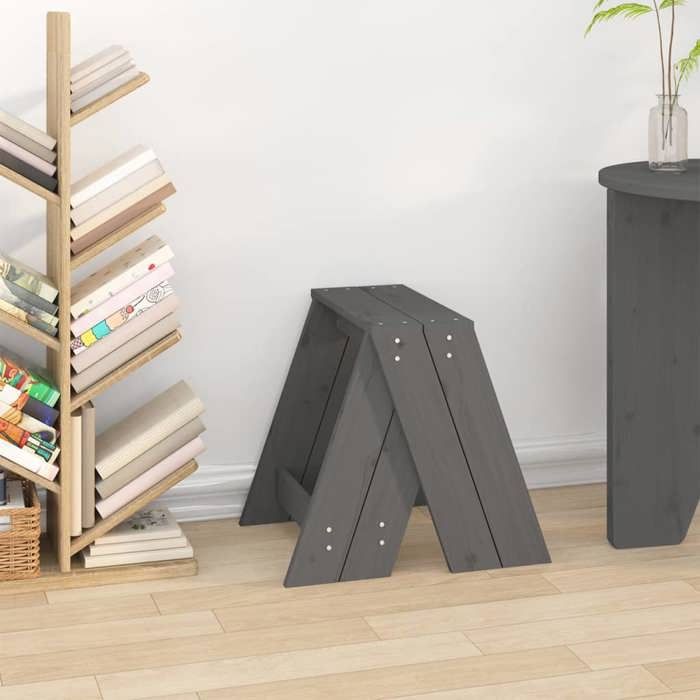 VidaXL 2x Bar Chairs Kitchen Stools Bistro Seats Living Room Furniture Indoor Counter Grey 40x40x45 Cm Wood 823661