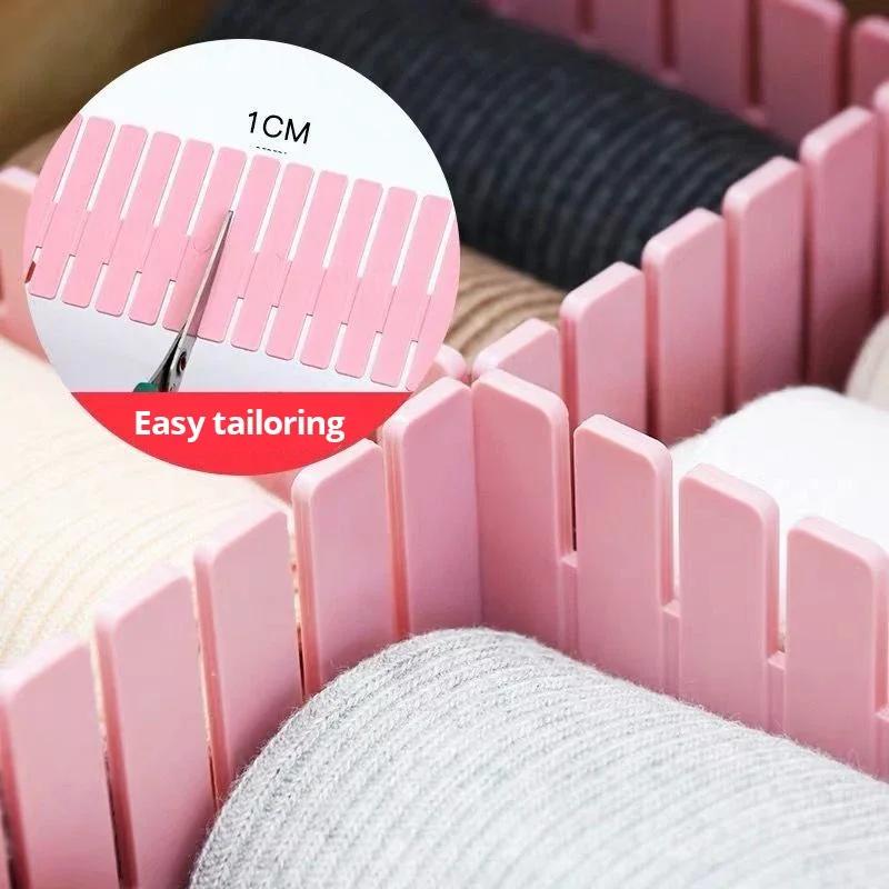 4pcs Household Adjustable Drawer Divider Storage Cabinet Underwear Socks Free Separation Plastic Board Drawer Organizer