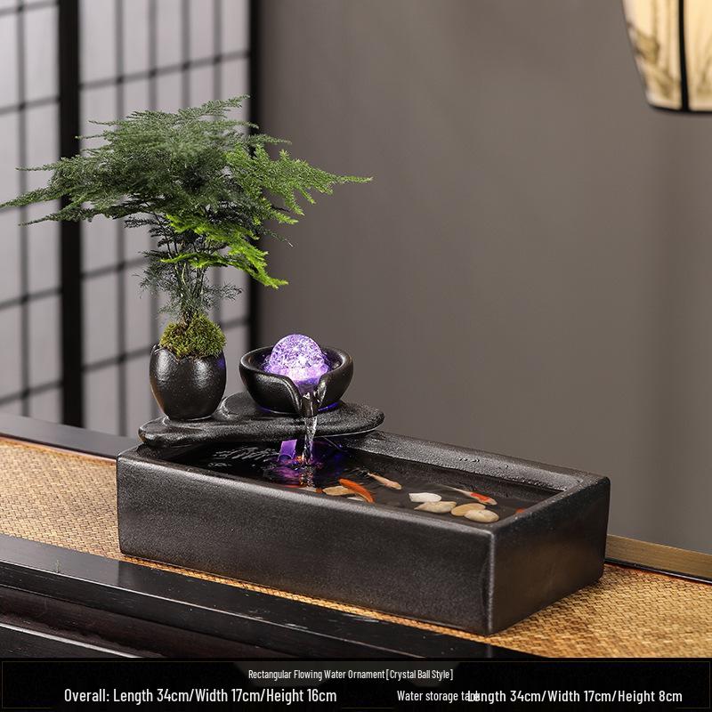 Ceramic Flowing Water Fountain: Wealth-Attracting Desktop Ornament for Living Room & Office Decor