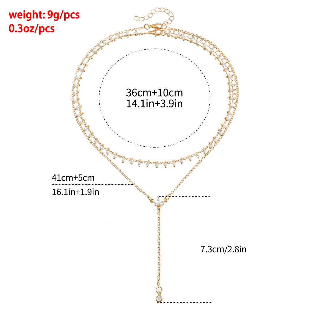 Accessories Temperament Diamond Embellished Fireworks Crystal Pendant Clavicle Fine Chain Simple Double Necklace