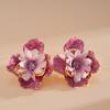 Colorful Drip Oil Fabric Flower Stud Earrings for Women Girls Vintage Exaggerated Drop Earring Vacation Jewelry Accessory