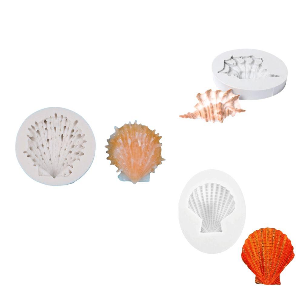 3PCS Flexible Seashell Fondant Mold Heat Resistant Conch Shell Mold Resin Crafting