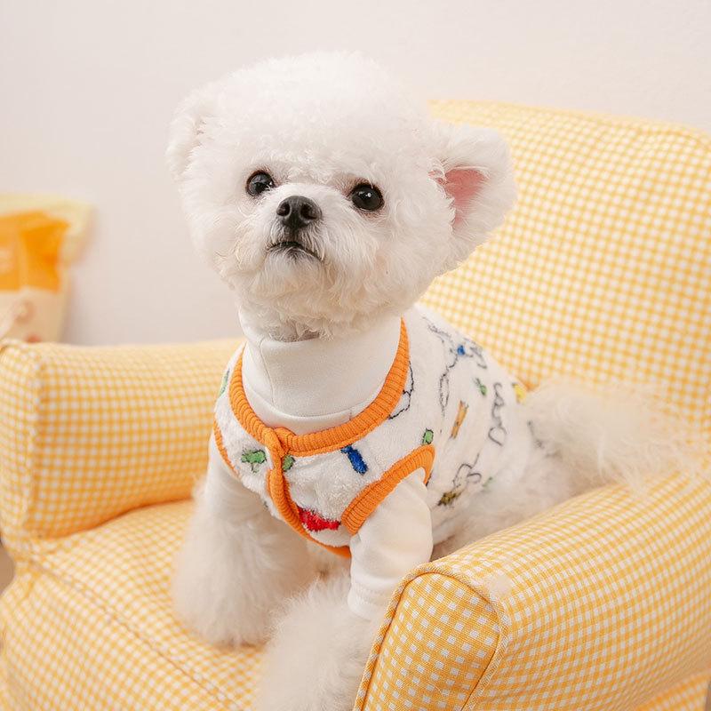 Pet Autumn and Winter German Velvet Versatile Bottoming Shirt Dog Two Feet Elastic Close-fitting with Vest Warm Cat Clothes