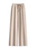 Women's High-Waist Wool Wide-Leg Pants: Autumn/Winter, Thick & Warm, Casual, Long, Knitted, Straight-Leg.