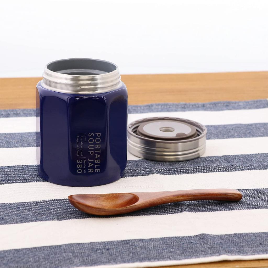 Bestco Insulated Lunch Make Octogonne Jar, 380ml, Blue, ND-8237,