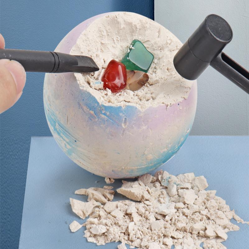 Excavation Planet Digging Kit Hidden Colorful Gems Safe Easy-Grip Digging Tools Puzzle Toy for Kids Group Play Time