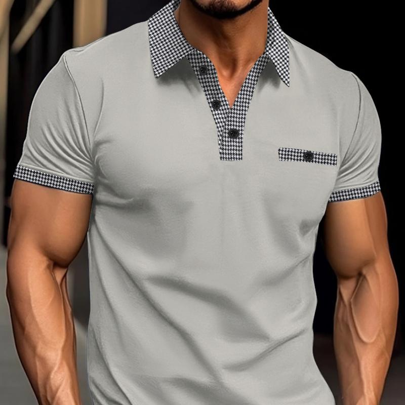 Polo d'été décontracté à manches courtes et revers en chintz pour homme, avec fausse poche