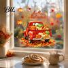 Pumpkin Store Display Autumn Harvest Window Clings, Decorative Static Glass Sticker for Thanksgiving Home Shop Seasonal Art Decor, Removable PVC Maple