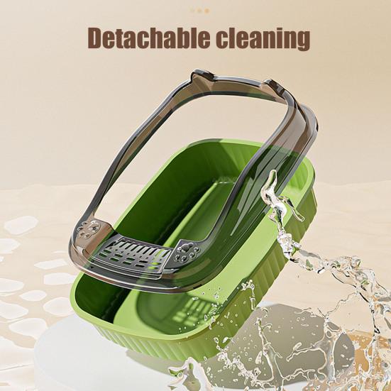 Open Top Cat Litter Box with High Side Anti-Splashing Kitten Litter Pan Semi-Enclosed Cat Toilet with Litter Sifting Scoop