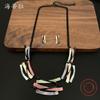 New Color Geometric Line Alloy Necklace Earrings Set, Fashionable and High-end Women's Jewelry Gift