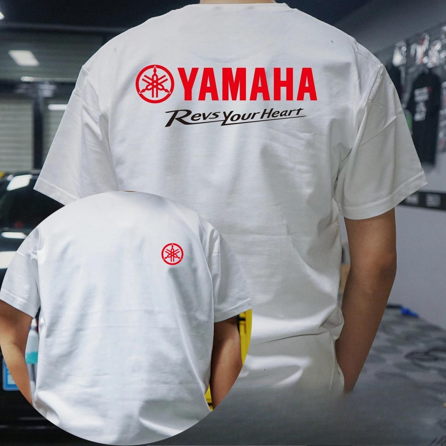 Personality Clothes 2026 Zomer Heren T-shirt Yamaha Perifere Bedrukte T-shirt, Universeel Katoenen Motor T-shirt voor Heren en Dames, Race M zwart