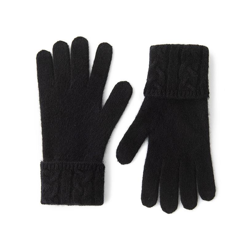 Cashmere Autumn and Winter New Unisex Retro Jacquard Warm Cycling Windproof Knitted Five Finger Gloves