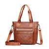 Large Capacity Shoulder Bag Soft Leather Women's Vintage Commuter Tote Bag Multi-Compartment Crossbody Bag