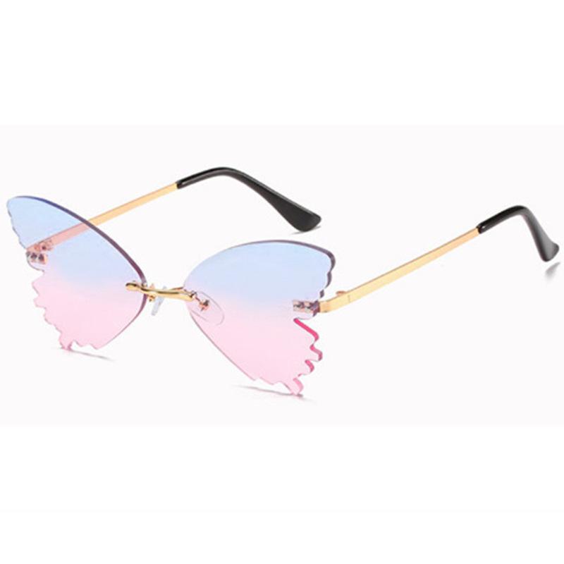 Gafas de Sol Vintage sin Montura Forma de Mariposa Streetwear Mujer Lujo Divertido Rosa Gafas de Sol Tonos UV400 2026 Marca Diseñador SG031