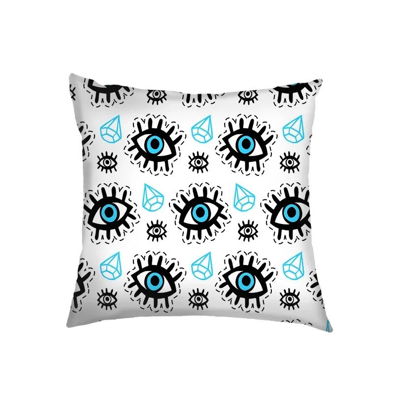 Mandala Floral Print Pillow Case Turkish Blue Evil Eye Cushion Sofa Cases Home Square Throw Pillow Cover Living Room Decoration