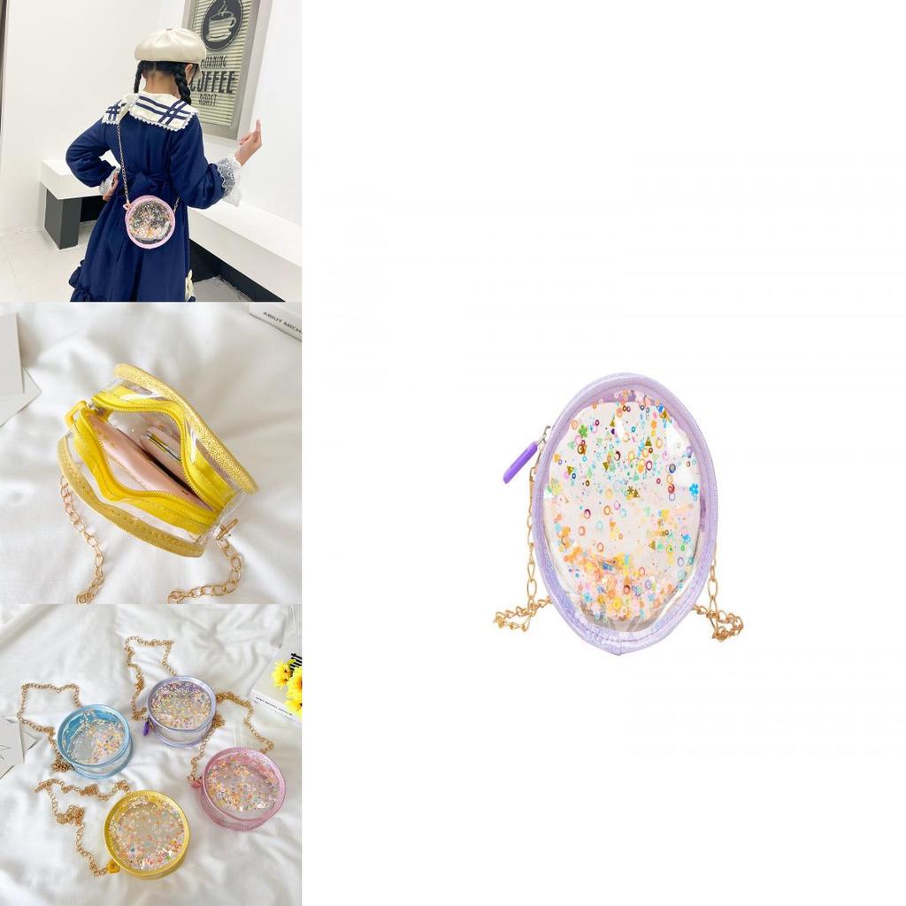 Kids Fashion Flowing Sand Girls Mini Bag With Sequin Pvc And Zipper Opening