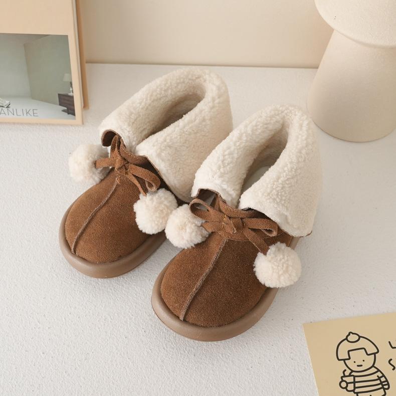 

Девочки зимние сапоги милые отвороты осень и зима новые детские сокровища для девочек короткие банда ретро корейский hairball 22